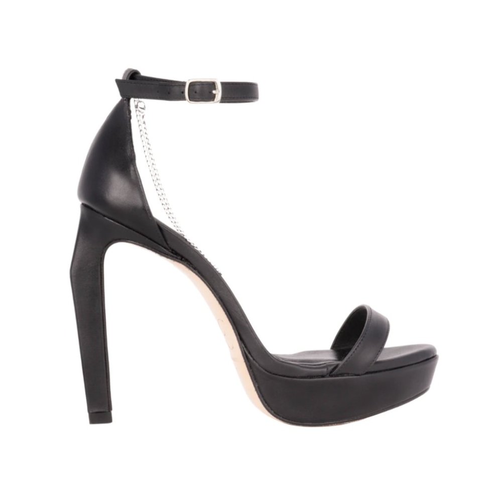 Women’s Black Strappy Leather Platform Sandal - Extra cushion insole - Comfort